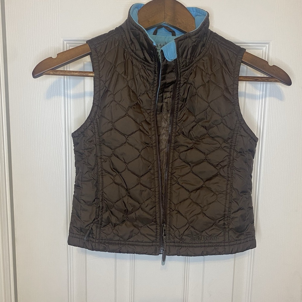 L.L. Bean Puffer Vest Kids Girls 5 6 Brown Goose Down Insulated‎